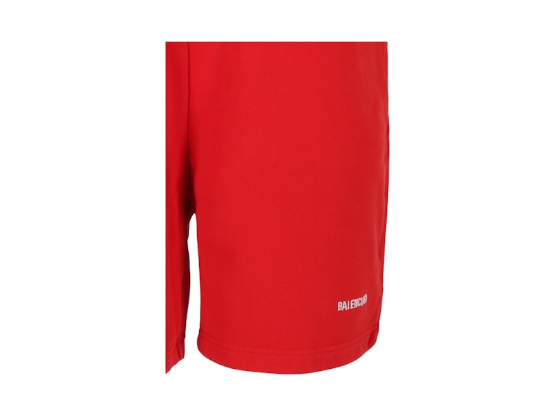 BALENCIAGA TERRY VINTAGE LOGO SWEAT SHORT RED
