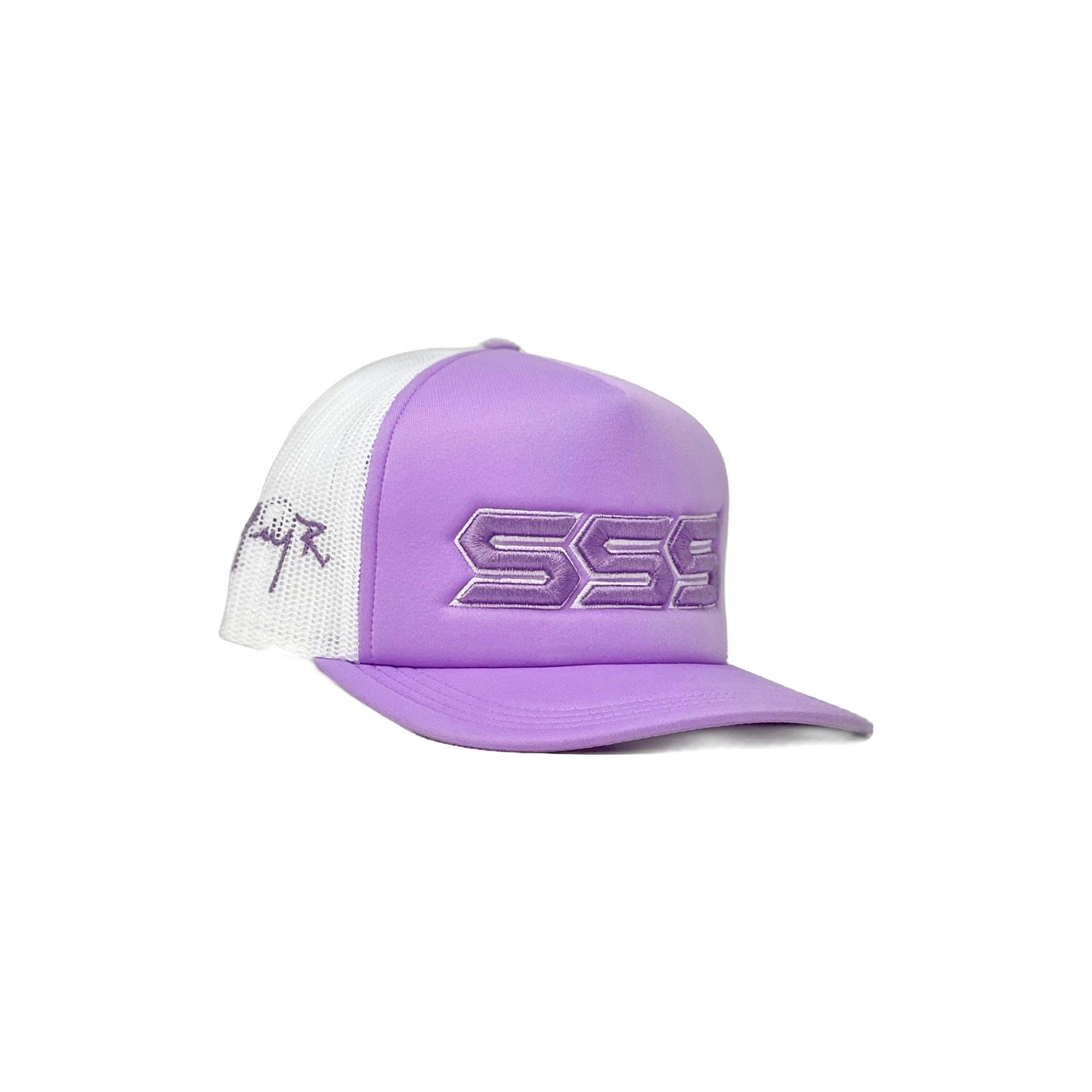 TRIPLES SIGNATURE TRUCKER HAT WHITE/LILA