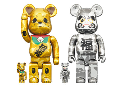 BEARBRICK X BAPE MANEKI NEKO & DARUMA 100% & 400% 4-PC SET