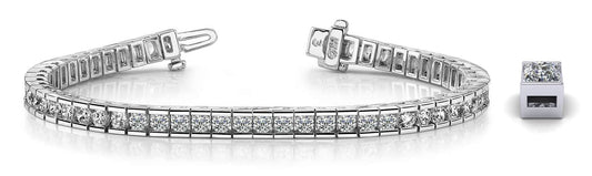 TENNIS BRACELET 4MM LAB DIAMOND BOX WHITE GOLD