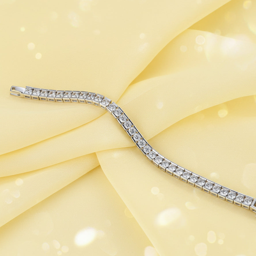 TENNIS BRACELET 4MM LAB DIAMOND BOX WHITE GOLD