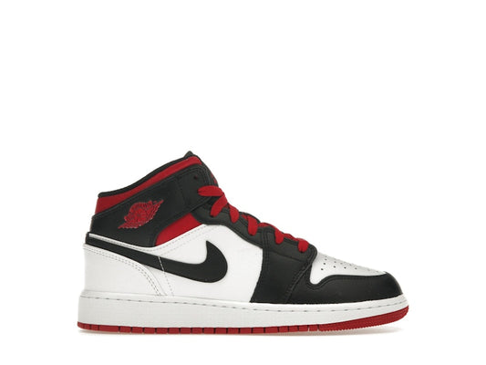JORDAN 1 MID BLACK TOE WHITE GYM RED